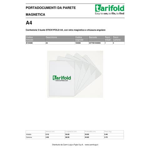 Buste portavvisi Tarifold® Stickyfold trasparente conf. 5 buste - B194690